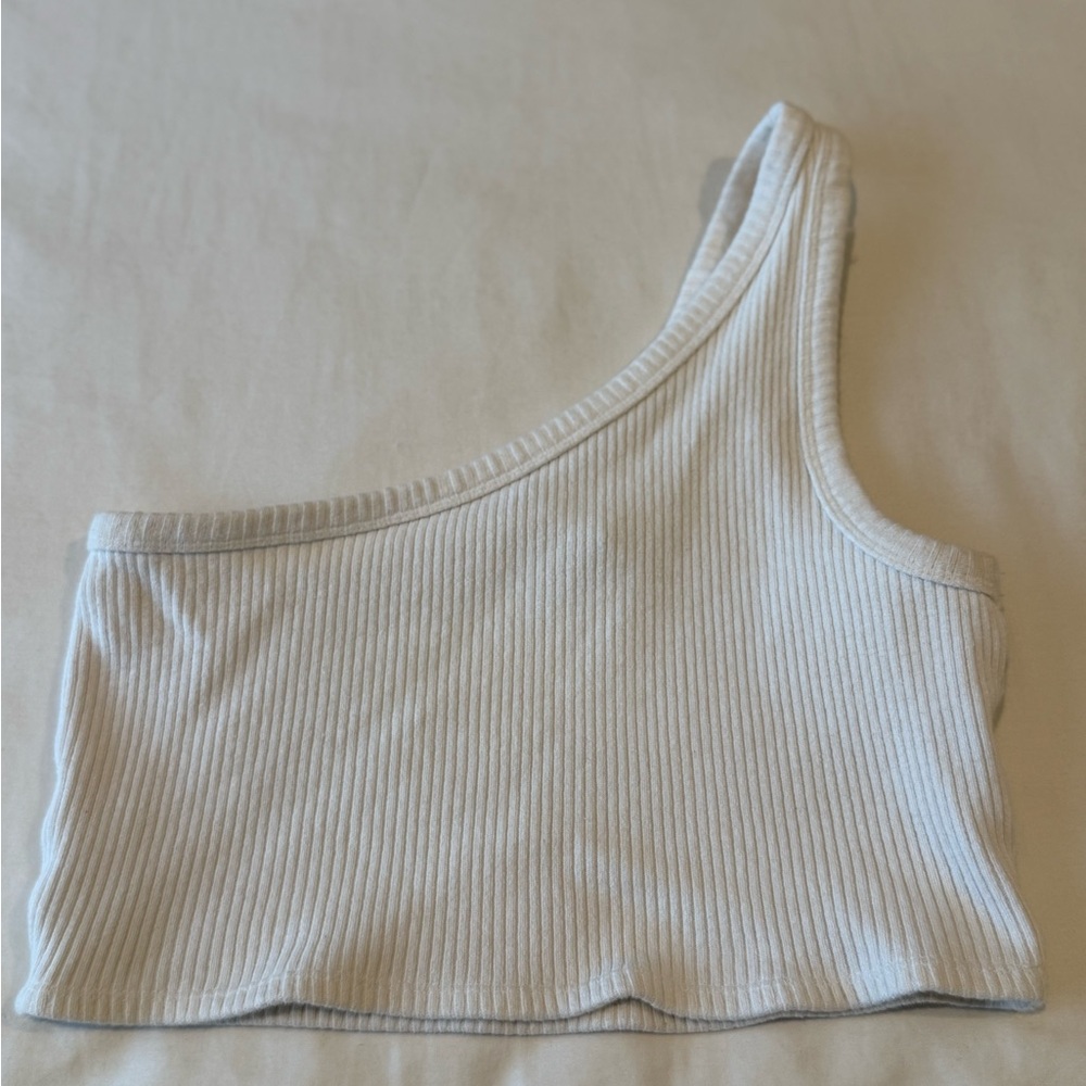 Forever 21 White One-Shoulder Crop Top